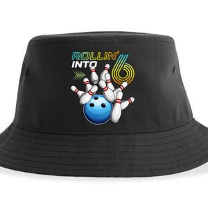 Rollin Into 6 Retro Bowling Birthday Party 6th Birthday Sustainable Bucket Hat