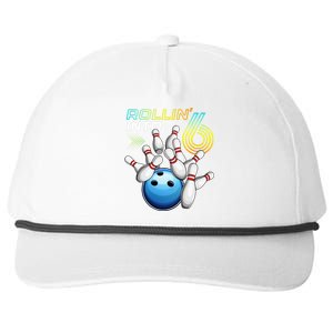 Rollin Into 6 Retro Bowling Birthday Party 6th Birthday Snapback Five-Panel Rope Hat