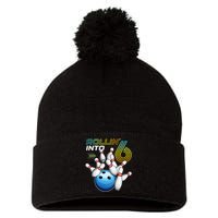 Rollin Into 6 Retro Bowling Birthday Party 6th Birthday Pom Pom 12in Knit Beanie