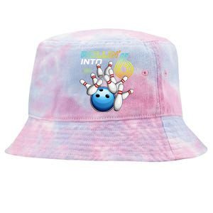 Rollin Into 6 Retro Bowling Birthday Party 6th Birthday Tie-Dyed Bucket Hat