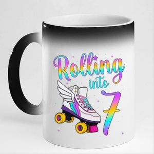 Rolling Into 7 years. Lets Roll I'm Turning 7 Roller Skates 11oz Black Color Changing Mug