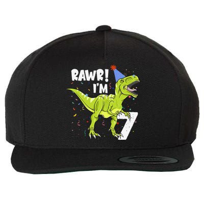 Rawr I'm 7 Birthday T Rex Dinosaur Party Gift For Wool Snapback Cap