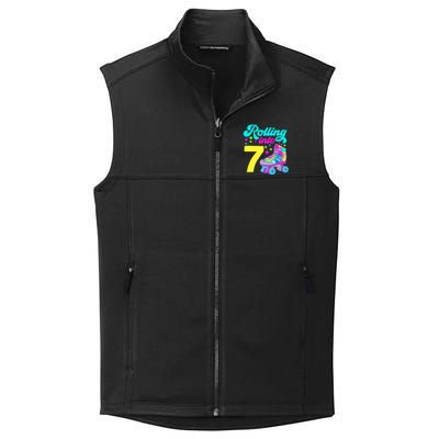 Rolling Into 7 Girl 7th Birthday Roller Skates Collective Smooth Fleece Vest