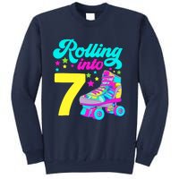 Rolling Into 7 Girl 7th Birthday Roller Skates Sweatshirt