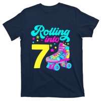 Rolling Into 7 Girl 7th Birthday Roller Skates T-Shirt