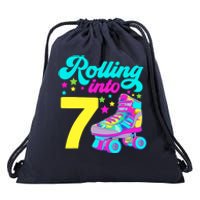 Rolling Into 7 Girl 7th Birthday Roller Skates Drawstring Bag