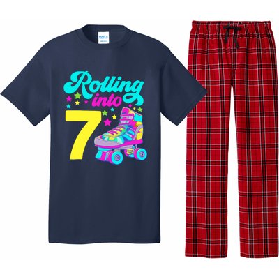 Rolling Into 7 Girl 7th Birthday Roller Skates Pajama Set