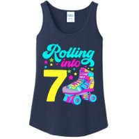 Rolling Into 7 Girl 7th Birthday Roller Skates Ladies Essential Tank