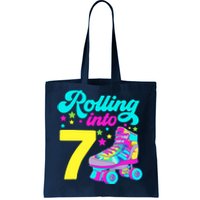 Rolling Into 7 Girl 7th Birthday Roller Skates Tote Bag