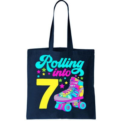 Rolling Into 7 Girl 7th Birthday Roller Skates Tote Bag