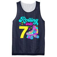 Rolling Into 7 Girl 7th Birthday Roller Skates Mesh Reversible Basketball Jersey Tank