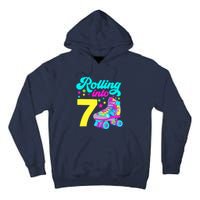 Rolling Into 7 Girl 7th Birthday Roller Skates Tall Hoodie