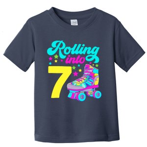 Rolling Into 7 Girl 7th Birthday Roller Skates Toddler T-Shirt