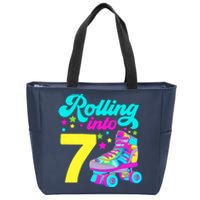 Rolling Into 7 Girl 7th Birthday Roller Skates Zip Tote Bag