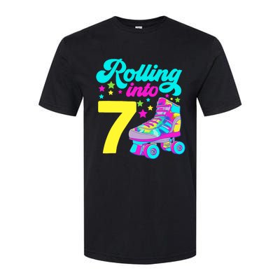 Rolling Into 7 Girl 7th Birthday Roller Skates Softstyle CVC T-Shirt