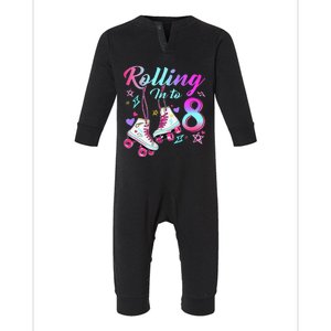 Rolling Into 8th Birthday Roller Skates 8 Year Old Rolling Infant Fleece One Piece