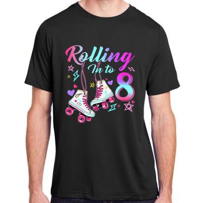 Rolling Into 8th Birthday Roller Skates 8 Year Old Rolling Adult ChromaSoft Performance T-Shirt