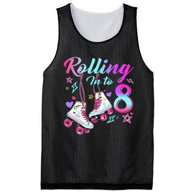 Rolling Into 8th Birthday Roller Skates 8 Year Old Rolling Mesh Reversible Basketball Jersey Tank