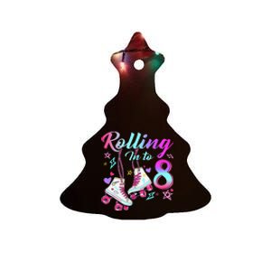 Rolling Into 8th Birthday Roller Skates 8 Year Old Rolling Ceramic Tree Ornament