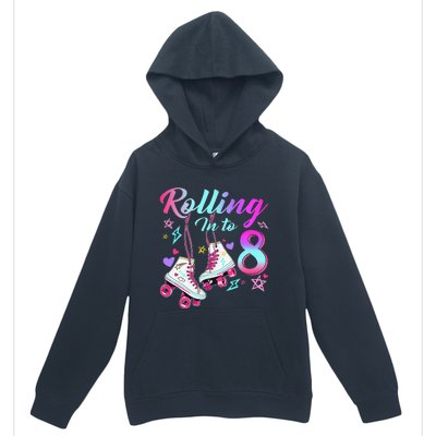 Rolling Into 8th Birthday Roller Skates 8 Year Old Rolling Urban Pullover Hoodie