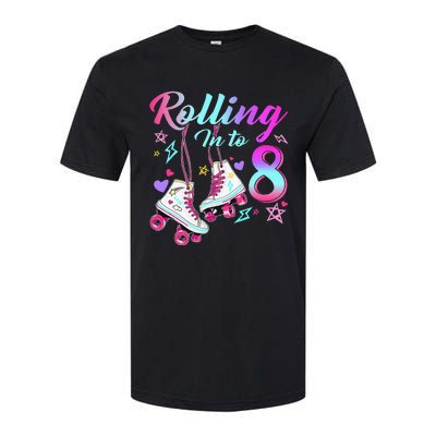 Rolling Into 8th Birthday Roller Skates 8 Year Old Rolling Softstyle CVC T-Shirt