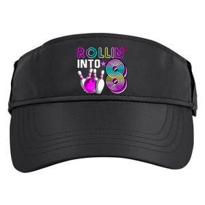 Rollin Into 8 Bowling Birthday Party 8th Birthday Retro Girl Adult Drive Performance Visor