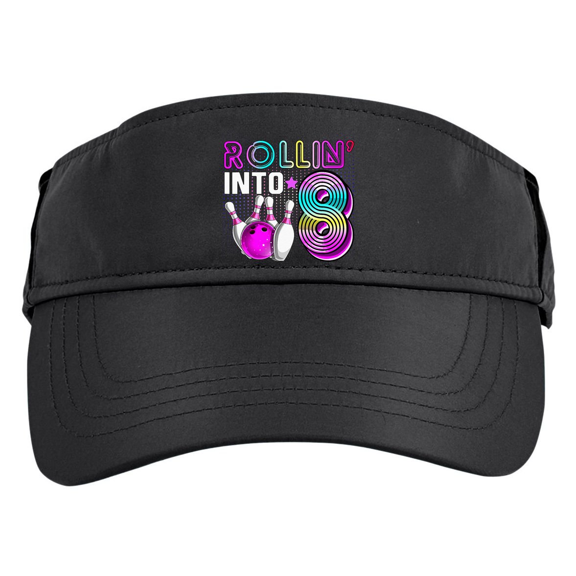 Rollin Into 8 Bowling Birthday Party 8th Birthday Retro Girl Adult Drive Performance Visor