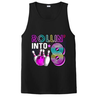 Rollin Into 8 Bowling Birthday Party 8th Birthday Retro Girl PosiCharge Competitor Tank