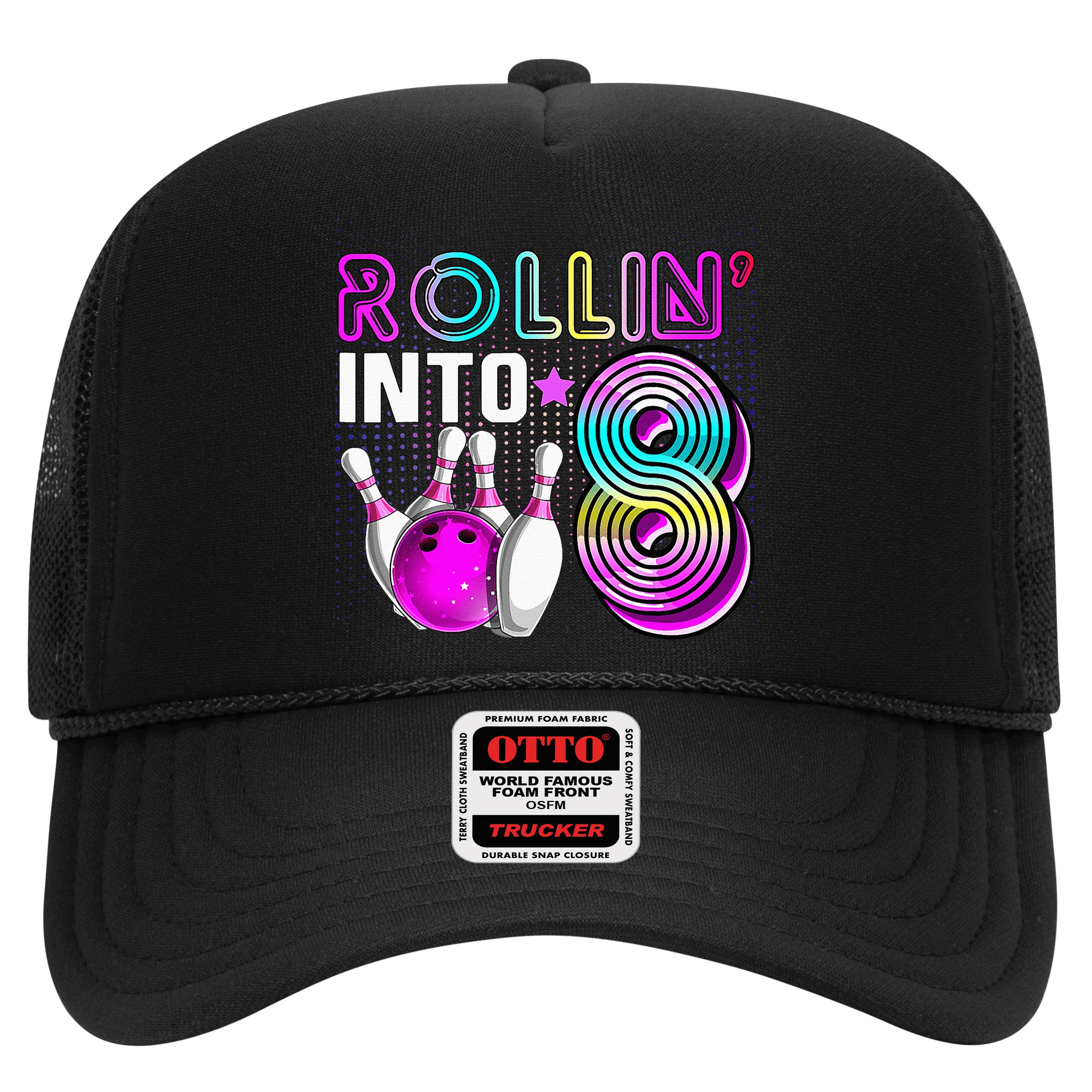 Rollin Into 8 Bowling Birthday Party 8th Birthday Retro Girl Hat