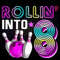 Rollin Into 8 Bowling Birthday Party 8th Birthday Retro Girl Womens T-Shirt