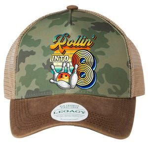 Rollin Into 8 Bowling Birthday Party 8th Birthday Legacy Tie Dye Trucker Hat