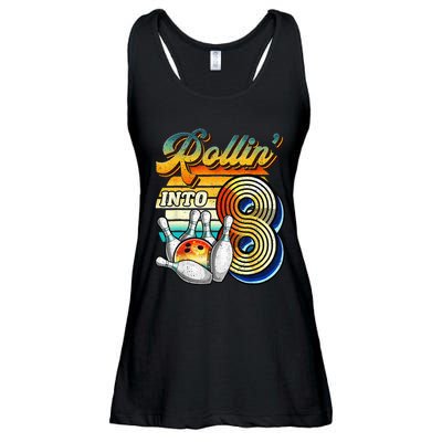 Rollin Into 8 Bowling Birthday Party 8th Birthday Ladies Essential Flowy Tank