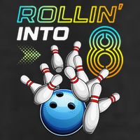 Rollin Into 8 Retro Bowling Birthday Party 8th Birthday Garment-Dyed Fleece Hoodie