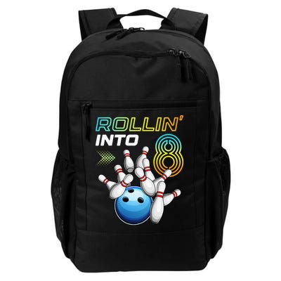 Rollin Into 8 Retro Bowling Birthday Party 8th Birthday Backpack