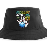 Rollin Into 8 Retro Bowling Birthday Party 8th Birthday Sustainable Bucket Hat