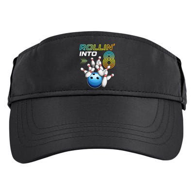 Rollin Into 8 Retro Bowling Birthday Party 8th Birthday Adult Drive Performance Visor