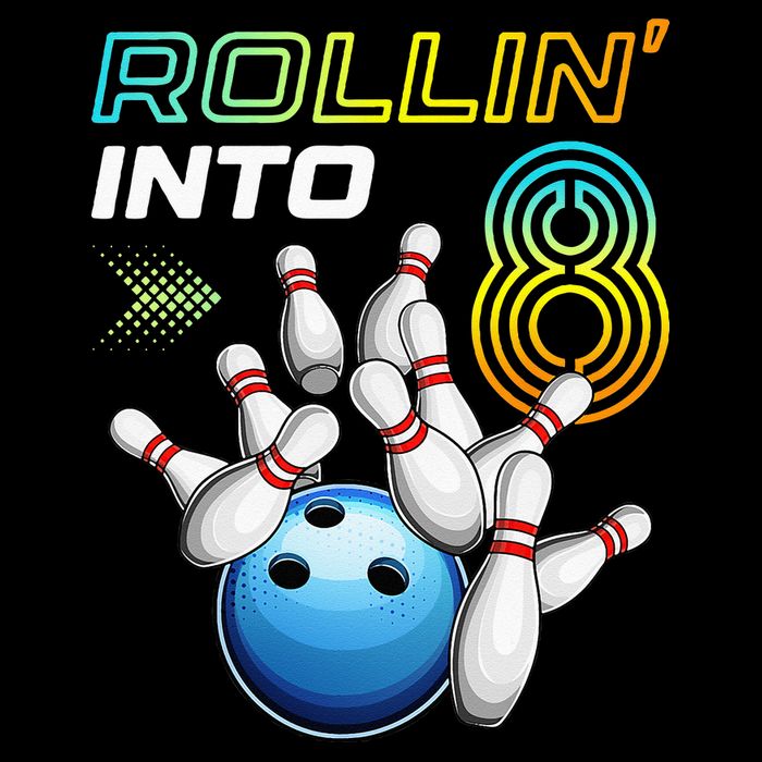 Rollin Into 8 Retro Bowling Birthday Party 8th Birthday Drawstring Bag