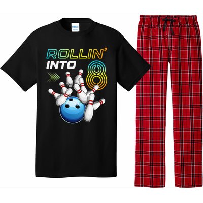 Rollin Into 8 Retro Bowling Birthday Party 8th Birthday Pajama Set