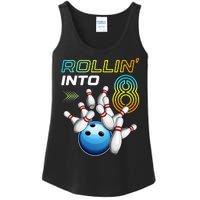 Rollin Into 8 Retro Bowling Birthday Party 8th Birthday Ladies Essential Tank