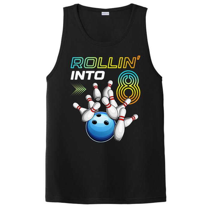 Rollin Into 8 Retro Bowling Birthday Party 8th Birthday PosiCharge Competitor Tank