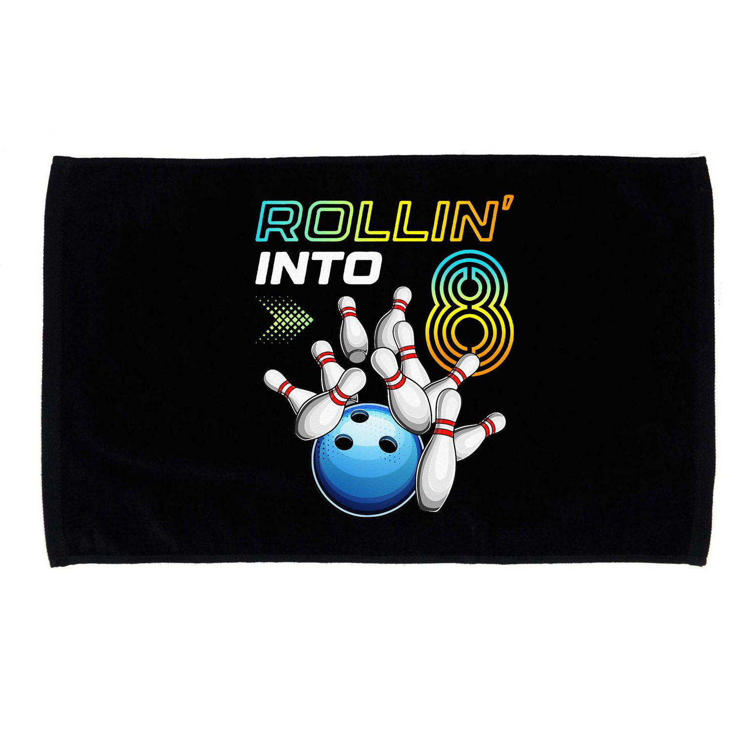 Rollin Into 8 Retro Bowling Birthday Party 8th Birthday Microfiber Hand Towel