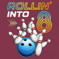 Rollin Into 8 Retro Bowling Birthday Party 8th Birthday 16oz Travel Tumbler