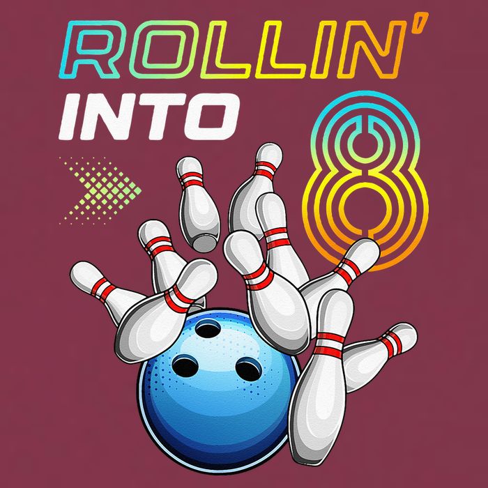Rollin Into 8 Retro Bowling Birthday Party 8th Birthday 16oz Travel Tumbler