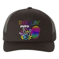 Rollin Into 8 Year Old Birthday Bowling Party 8th Bday Retro Yupoong Adult 5-Panel Trucker Hat