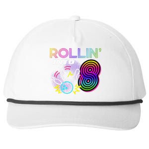 Rollin Into 8 Year Old Birthday Bowling Party 8th Bday Retro Snapback Five-Panel Rope Hat