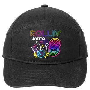 Rollin Into 8 Year Old Birthday Bowling Party 8th Bday Retro 7-Panel Snapback Hat