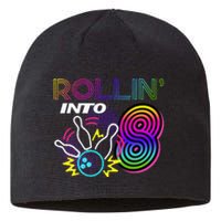 Rollin Into 8 Year Old Birthday Bowling Party 8th Bday Retro Sustainable Beanie