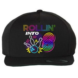 Rollin Into 8 Year Old Birthday Bowling Party 8th Bday Retro Wool Snapback Cap