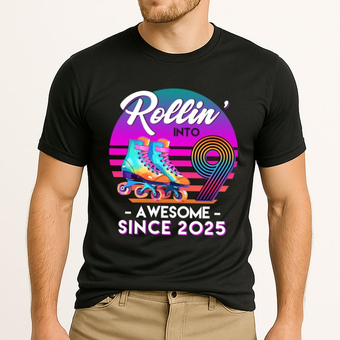 Rollin Into 9 Years Old Awesome Since 2025 Birthday Cooling Performance Crew T-Shirt