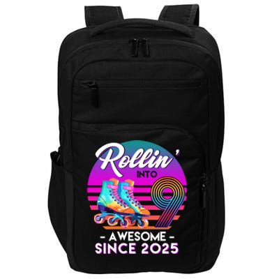 Rollin Into 9 Years Old Awesome Since 2025 Birthday Impact Tech Backpack